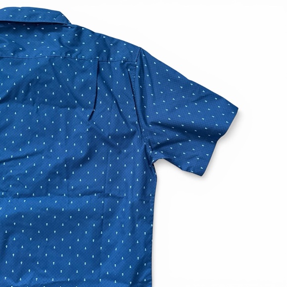 Beverly Hills Polo Club Blue Anchor Print Short Sleeve Button Down Shirt XL - Picture 3 of 4